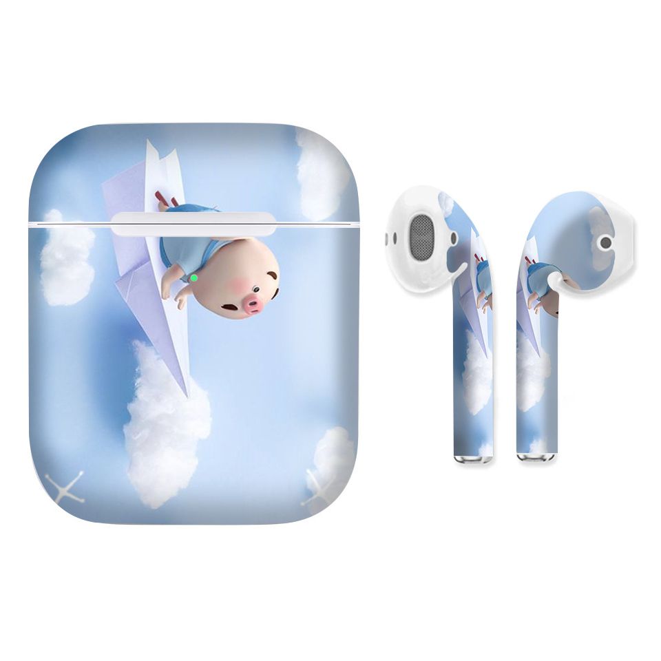 Miếng dán skin chống bẩn cho tai nghe AirPods in hình Heo con dễ thương - HEO2k19 - 003 (bản không dây 1 và 2)