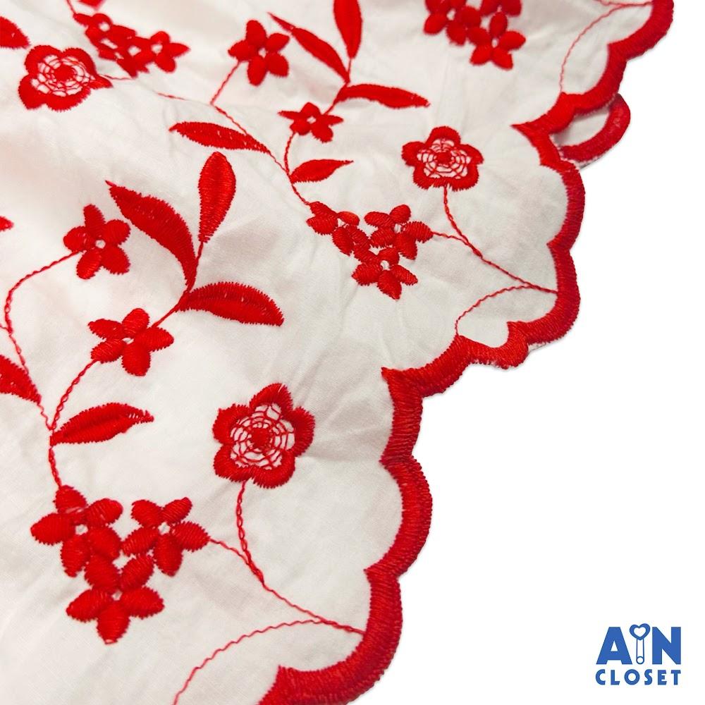 Đầm né gái họa tiết Hoa Đỏ Thêu cotton boi - AICDBGAJKF3C - AIN Closet