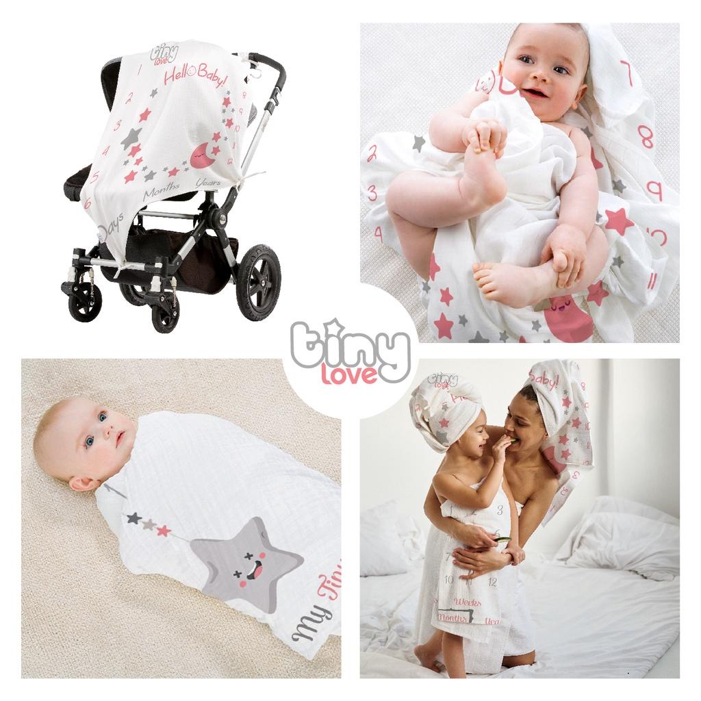 Set 2 khăn tắm đa năng cho cả gia đình Muslin sợi tre Bamboo TinyLove ,phù hợp sử dụng như chăn đắp, quấn ủ cho bé