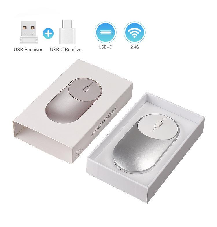 Chuột không dây 2.4G thuận lợi nhất USB + đầu thu kép Type-C điện thoại máy tính bảng giao diện Type-C văn phòng di động phổ thông