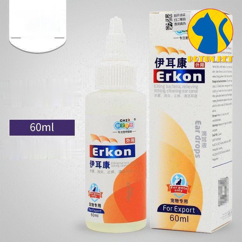 Dung dịch nhỏ tai dành cho chó mèo Erkon 60ml