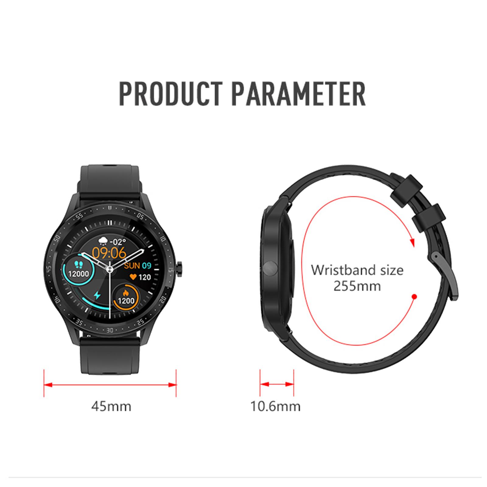 Sports Smartwatch 1.28 inch Bluetooth Call Pedometer Touch Screen Black