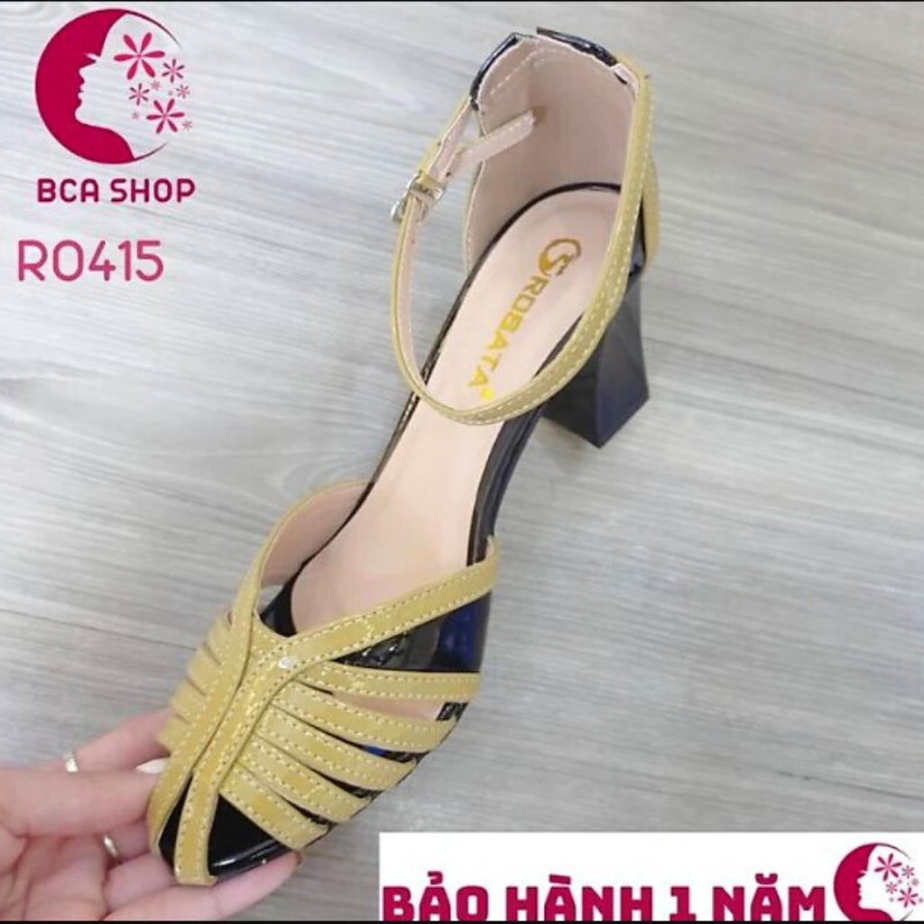 Giày cao gót nữ 7p RO415 ROSATA tại BCASHOP giày chuẩn khiêu vũ, phối màu sành điệu và thời trang - màu đen phối vàng