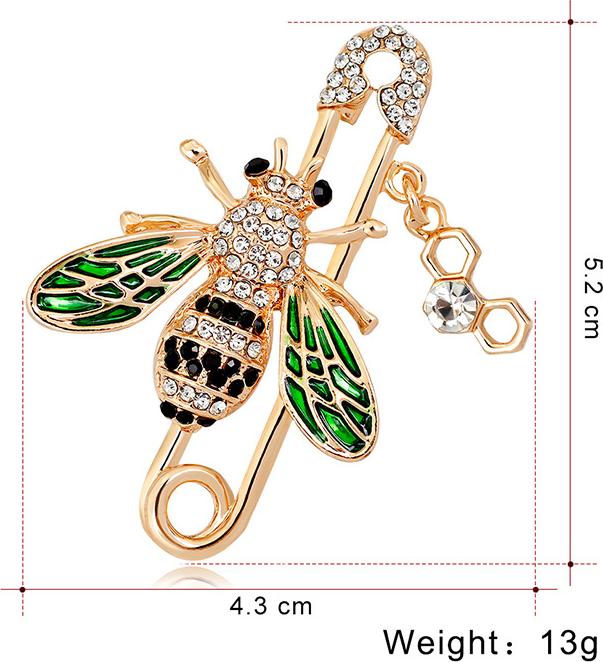 Cài áo thời trang ong cánh xanh đính đá GC261