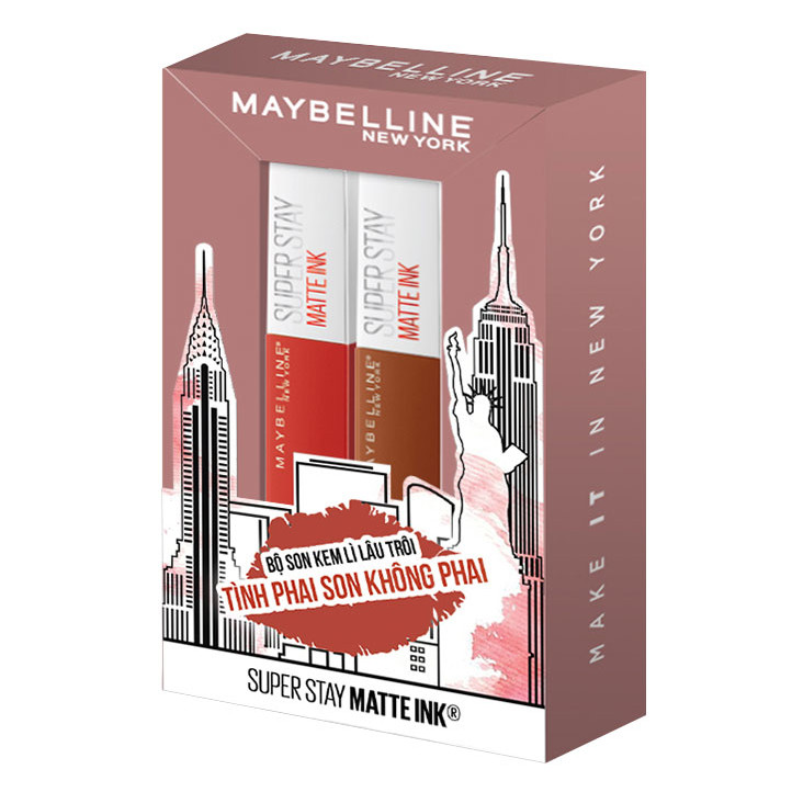 Bộ Đôi Son Kem Lì Lâu Trôi Maybelline New York Super Stay Matte Ink x Hiền Hồ