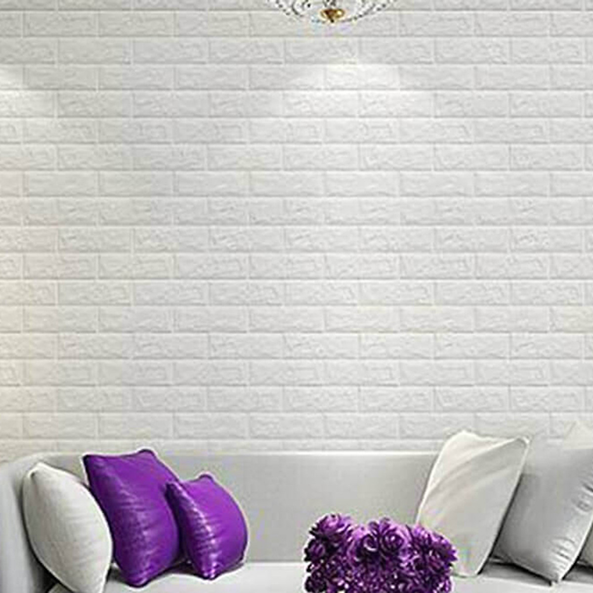 Miếng Xốp Dán Tường Giả Gạch 3D - Trang Trí Nhà Cửa, Phòng Học, Nhà Hàng , Chống Thấm, Ẩm Mốc - Lớp Dán Siêu Chắc - Hàng Chính Hãng Miniin70 X 77Cm - 1 Tấm - Trắng