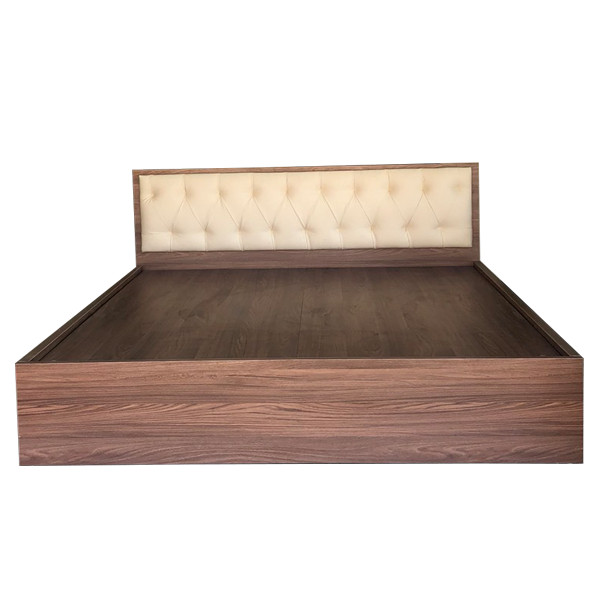 Giường Ngủ Gỗ Mdf Phủ Melamine Bọc Nệm Có Ngăn Kéo Màu Óc Chó + Trắng