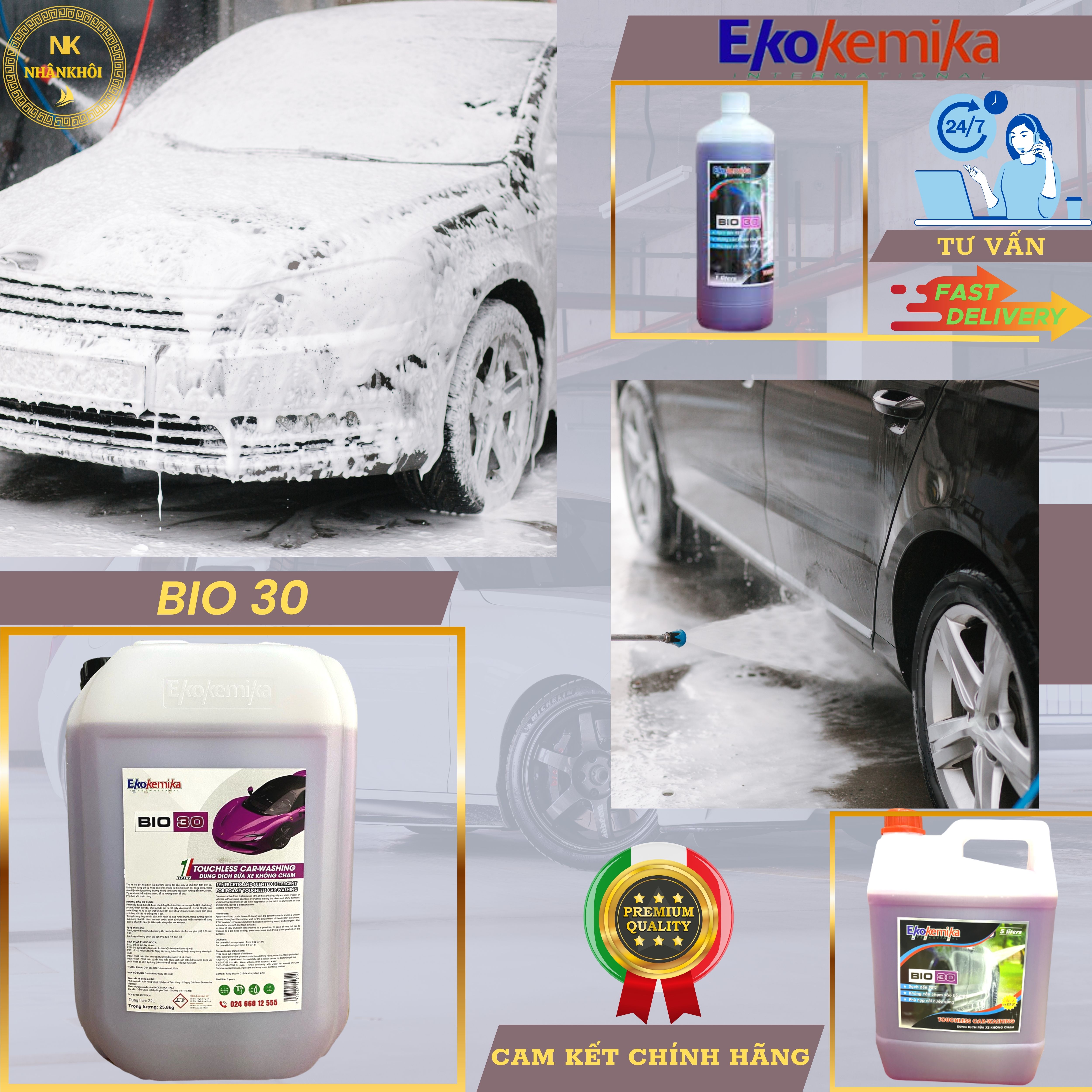Bio 30 - 5 lít - Dung dịch rửa xe không chạm - Nước rửa xe bọt tuyết - Ekokemika