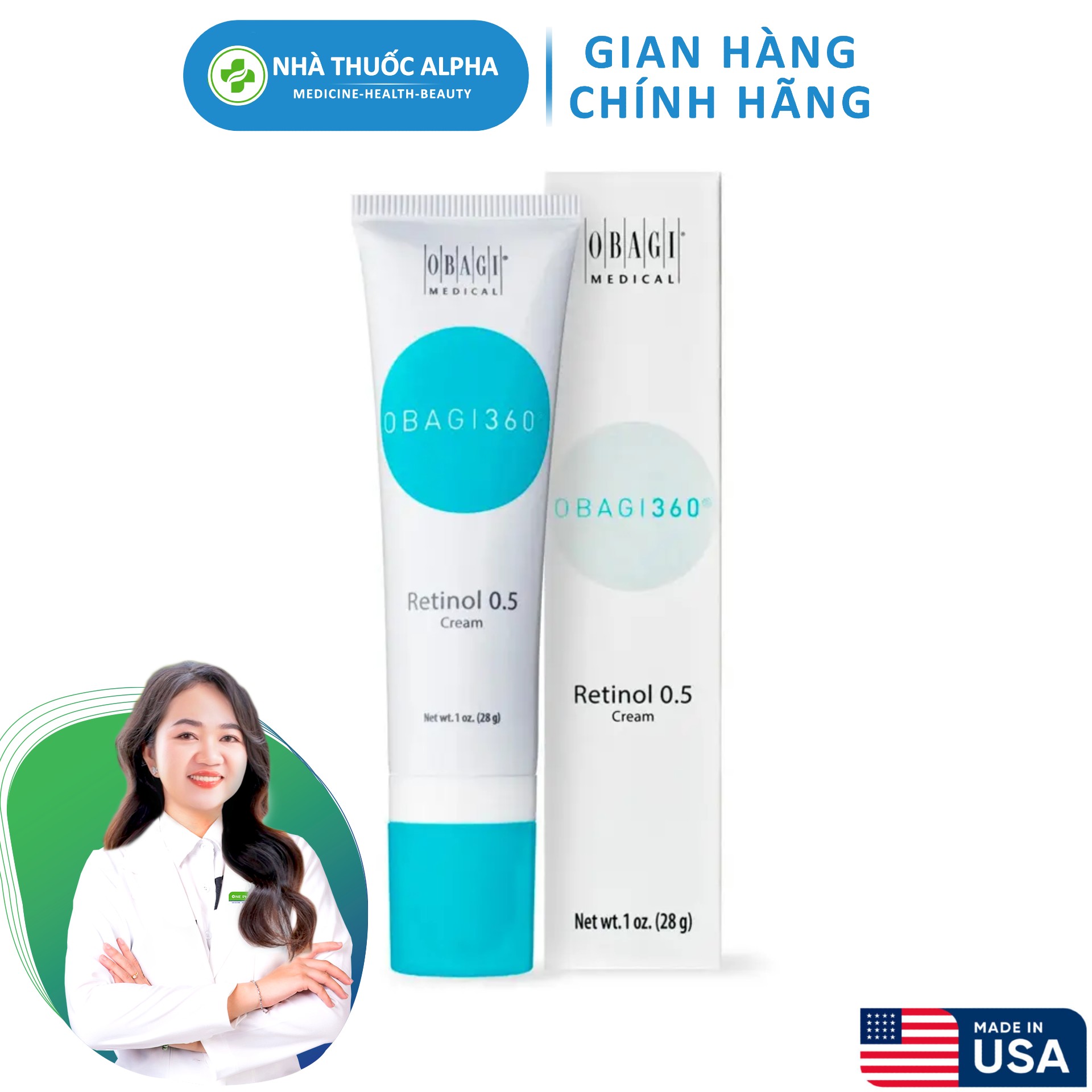 Kem dưỡng OBAGI Retinol 0.5 giúp hạn chế lão hoá, gỉam mụn, mờ thâm 28g