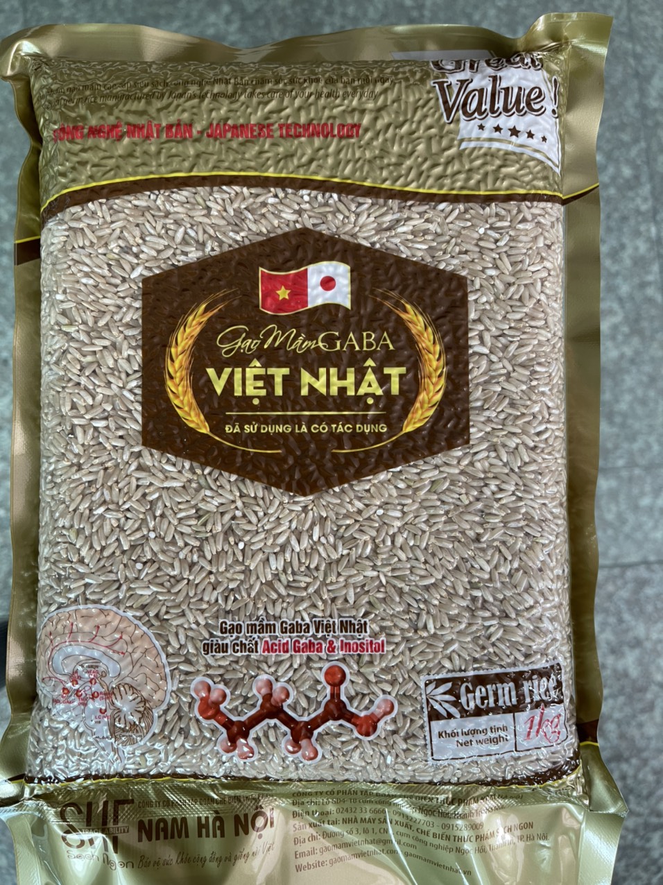 Thực dưỡng Gạo Mầm Gaba Việt Nhật Loại Túi 1kg