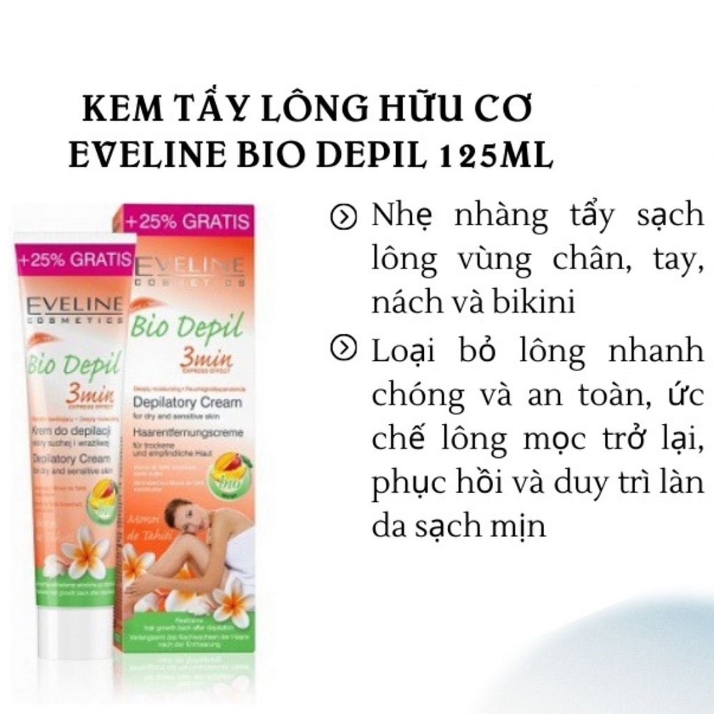 Kem Tẩy Lông Hữu Cơ Tay, Chân, Nách, Bikini Eveline (125ml) - EVEL3696