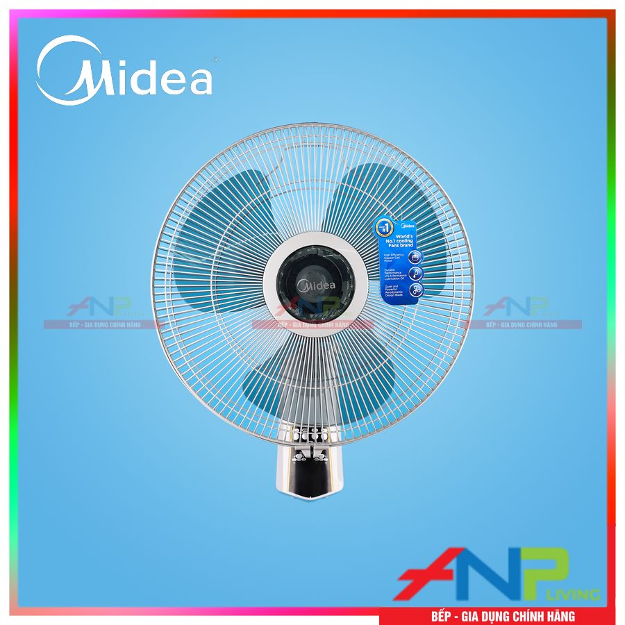 Quạt Treo Tường 3 Cánh, Midea FW40-7JR (Công Suất 55W - 3 Cấp Gió, Có Điều Khiển Từ Xa ) - Hàng Chính Hãng