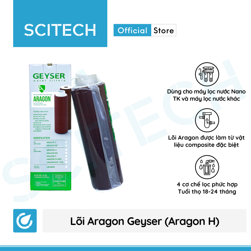 Bộ lõi số 1,2,3 máy lọc nước Nano Geyser TK (Lõi CTO/Cation-GAC-Aragon) - Hàng chính hãng