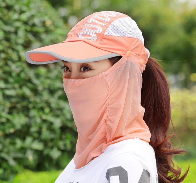 Mũ chống nắng kèm khẩu trang chống uv cao cấp, nón chống nắng khẩu trang 360 độ