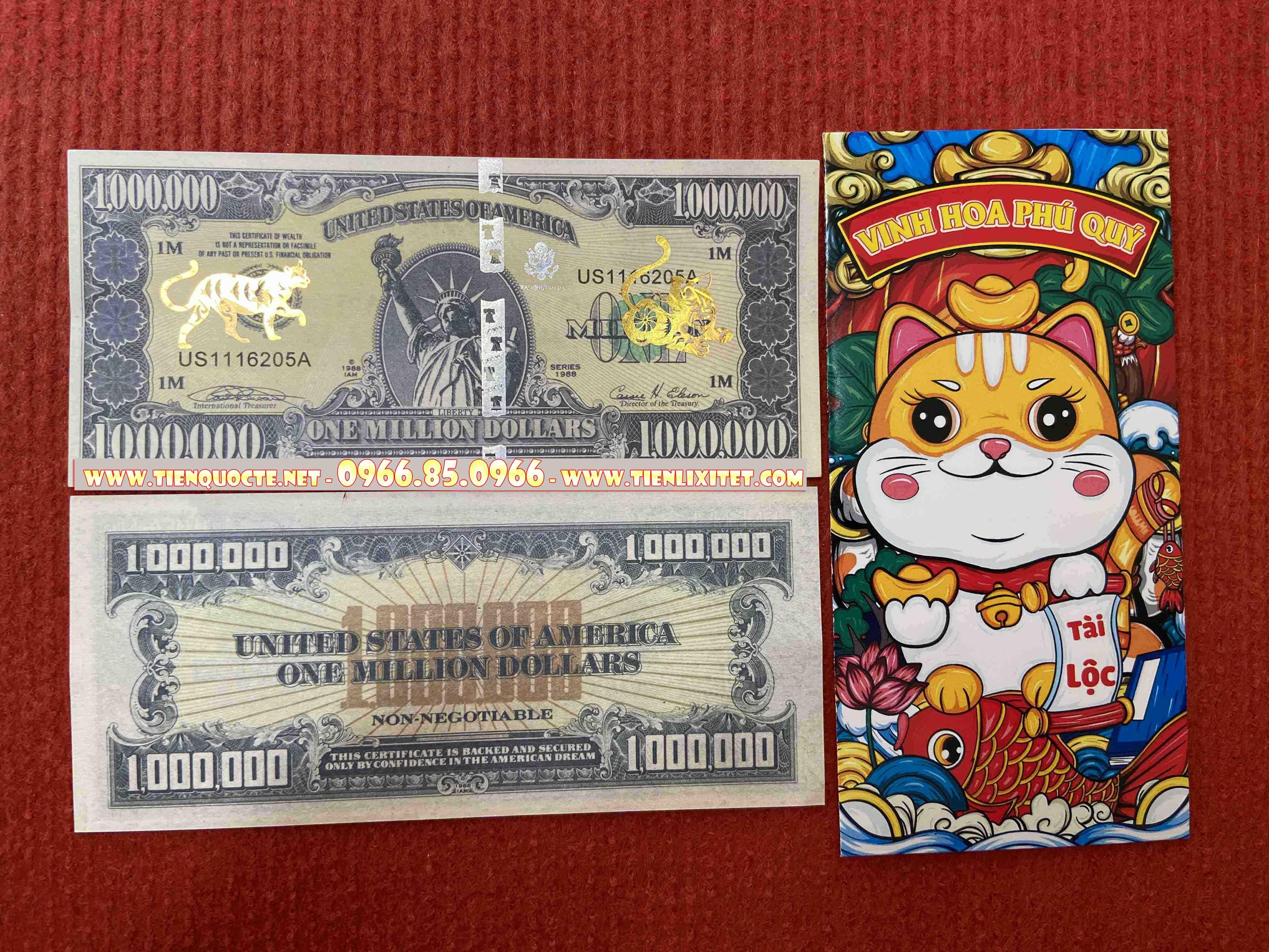 Lì xì tết 2023 ti.ền Hình Con mèo 1 Triệu u.sd lưu niệm 2023 , tặng bao đỏ may mắn 2023 LGLS00085