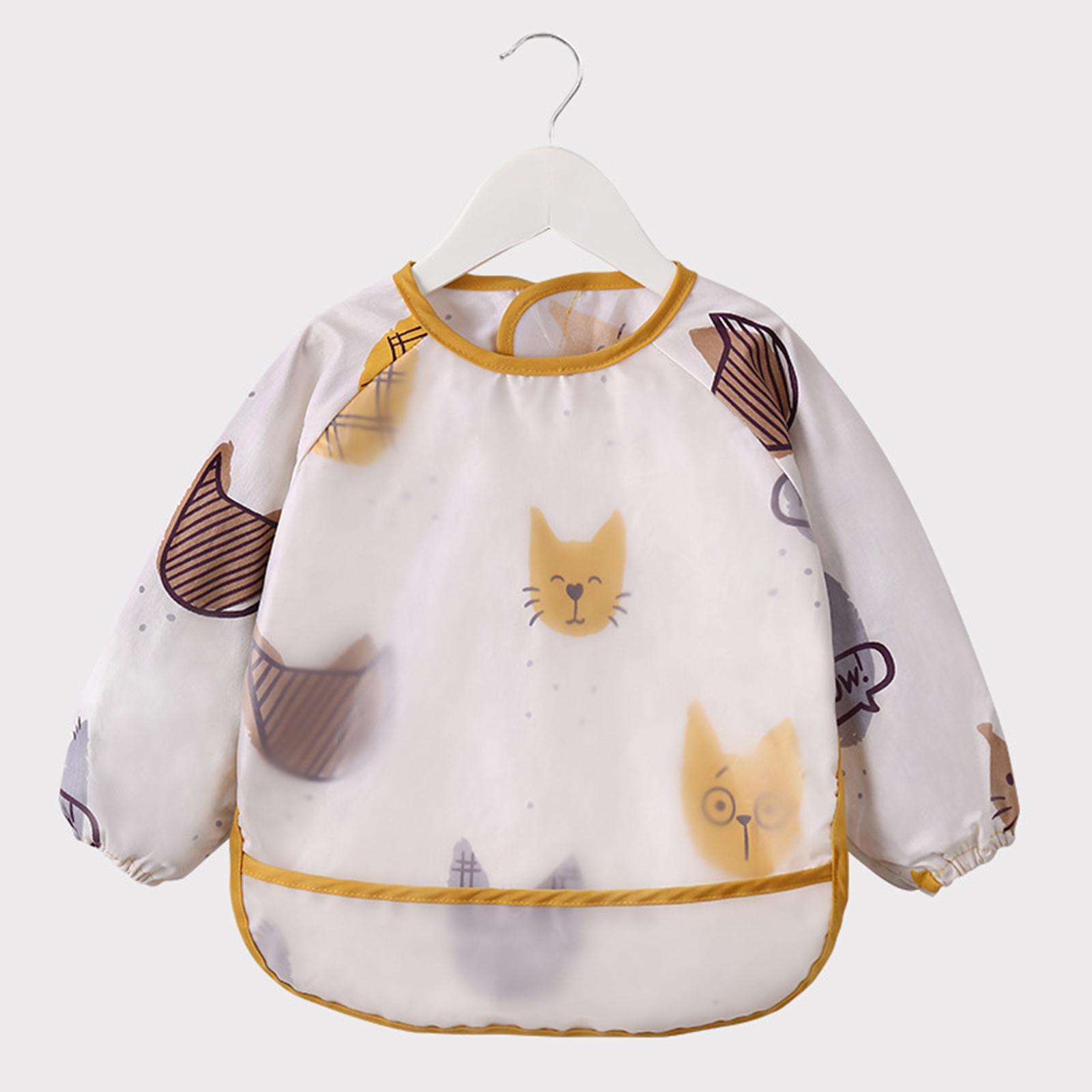 Waterproof Baby Bibs Infant Feeding Smock Sleeved Bib Comfortable Reusable Toddler for Baby Toddler Eating Feeding Weaning