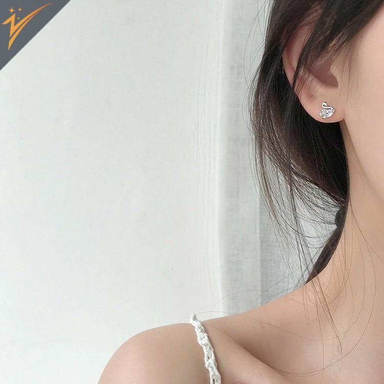 Bông tai S925 thiên nga, phong cách RETRO phá cách, đính đá Zircon, thiết kế nữ tính retro - TLJA19