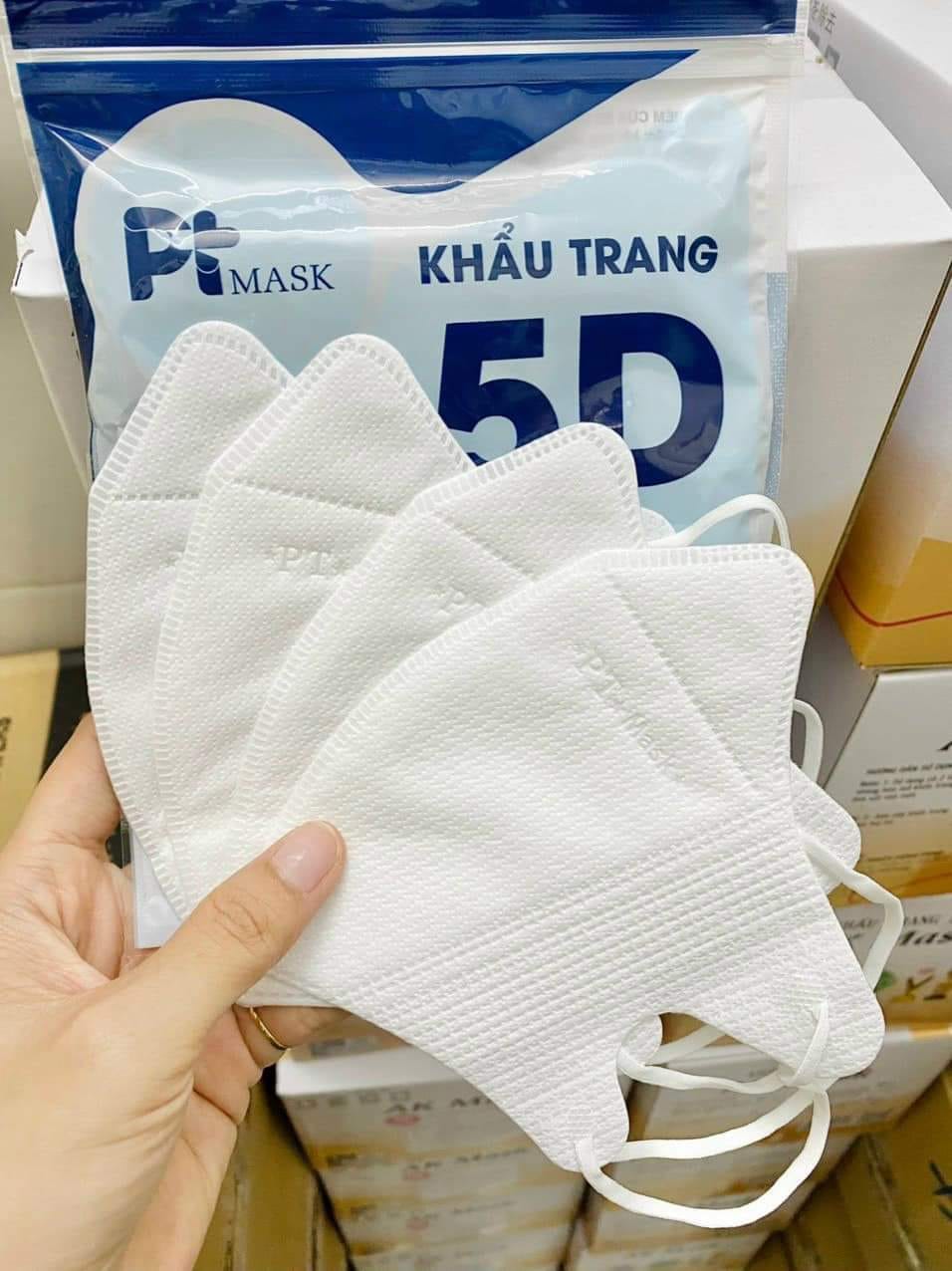 Khẩu Trang 5D PT Mask Cao Cấp 3 Lớp Kháng Khuẩn (10 cái/túi)