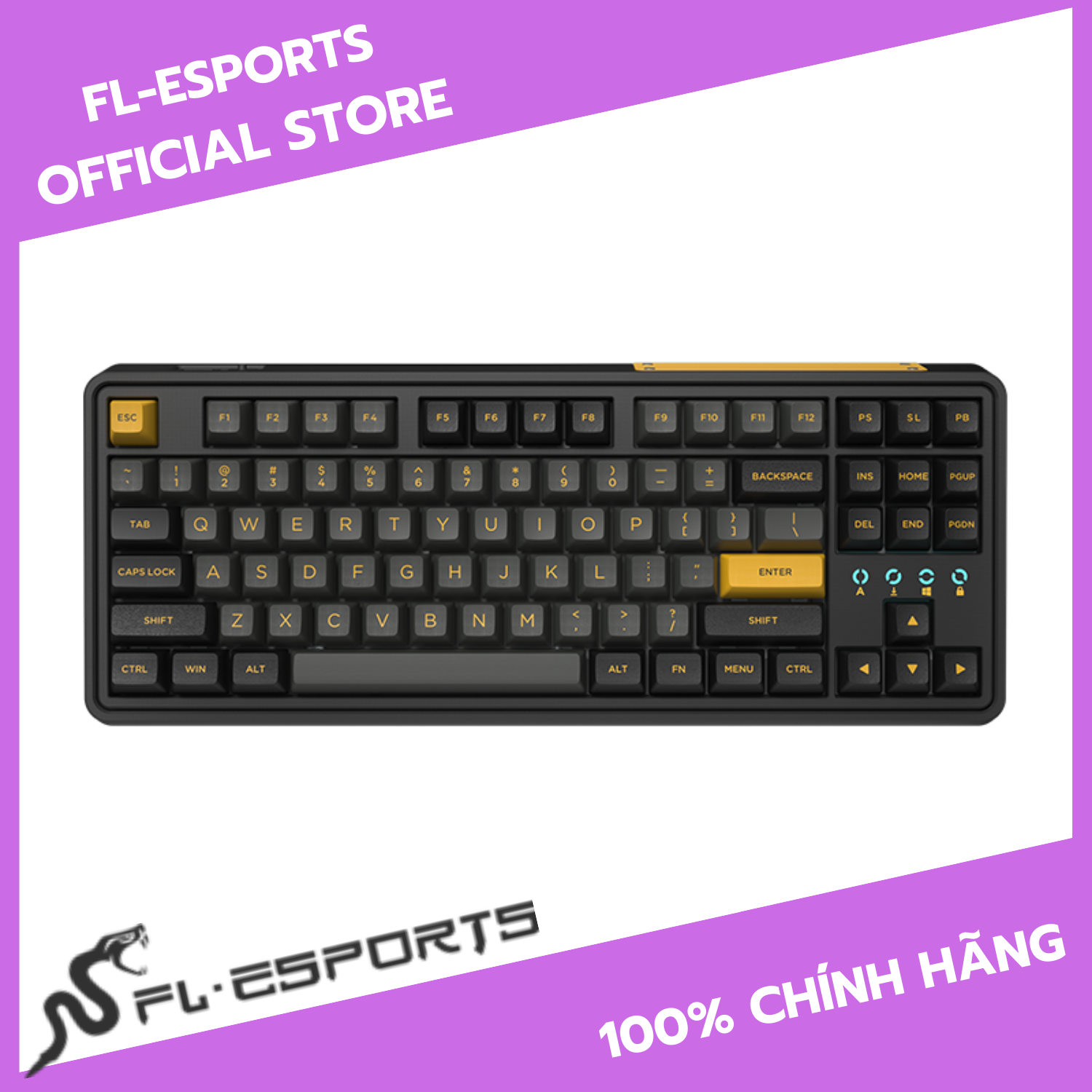 Bàn phím cơ  không dây FL-Esports CMK87 Polar Night Black Kailh Box Switch (White/Red Sw) - Hàng chính hãng