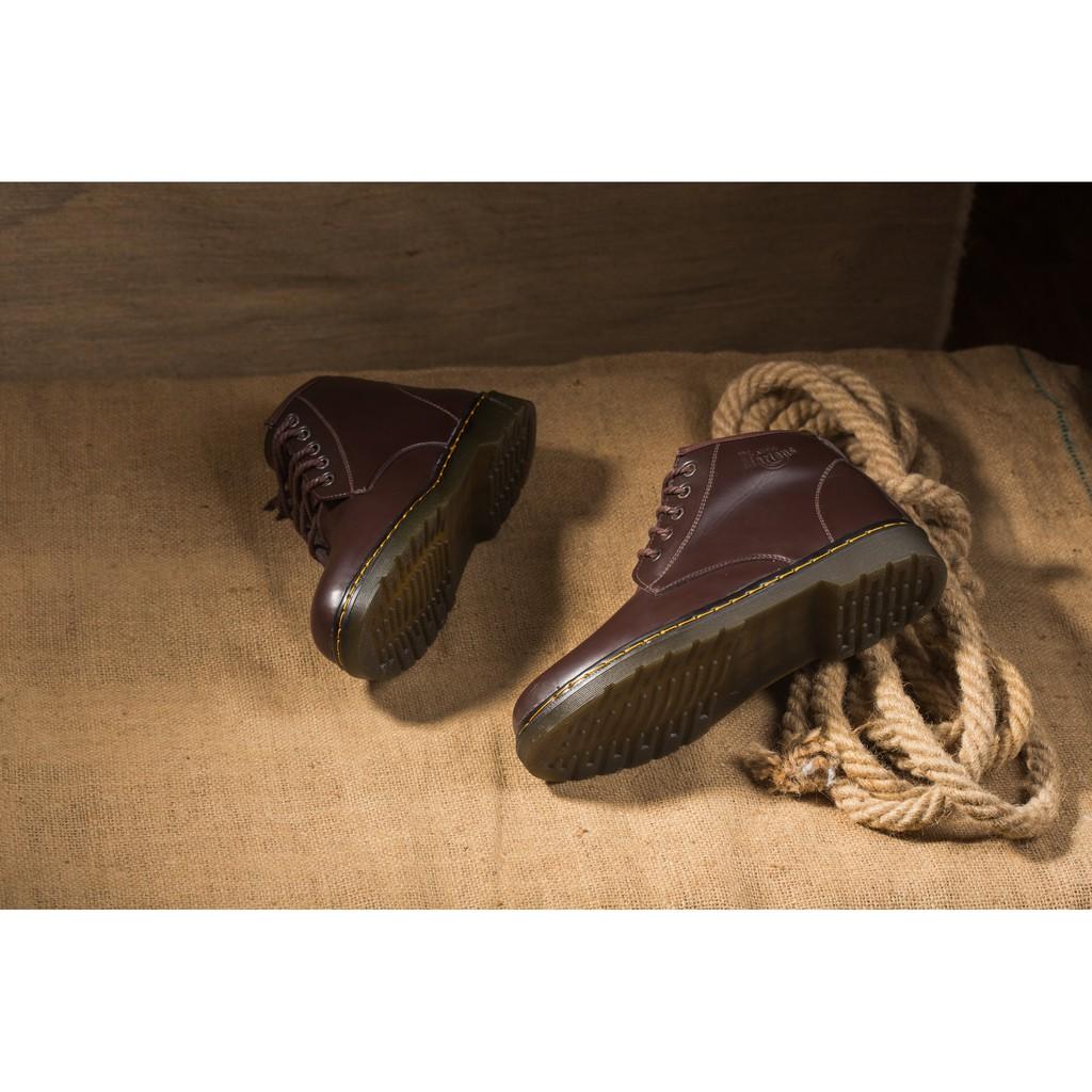 Giày Boot Nam Cổ Lửng Đế Khâu Da Trơn Màu Nâu Phong Cách - M354-NAU(ĐG)-Kèm Đóm Gót Sừng
