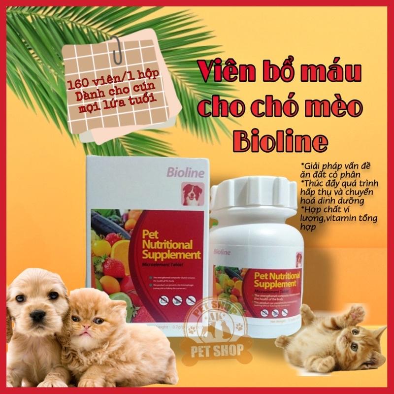 Bioline - Viên uống bổ máu, bổ sung vitamin, khoáng tổng hợp cho chó hộp 160 viên