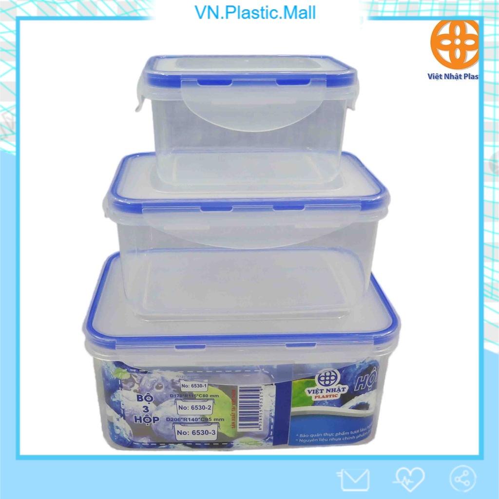 Bộ 3 hộp nhựa đựng thực phẩm đa năng có ron cao su nắp gài đậy kín cao cấp