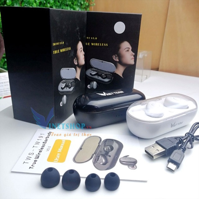 VINETTEAM Tai Nghe Nhét Tai Bluetooth 5.0 Mini True Wireless Earbuds TWS TW191 - hàng chính hãng