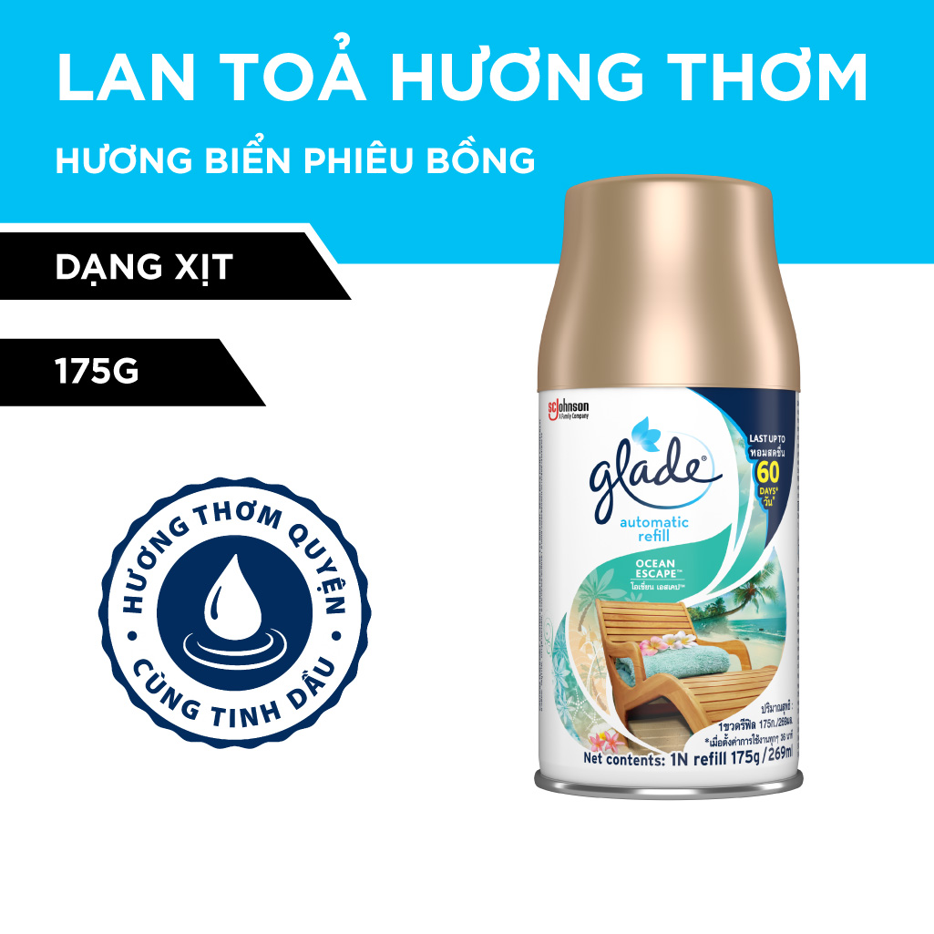 Lõi Xịt thơm phòng tự động GLADE  Hương Biển Phiêu Bồng 252ml