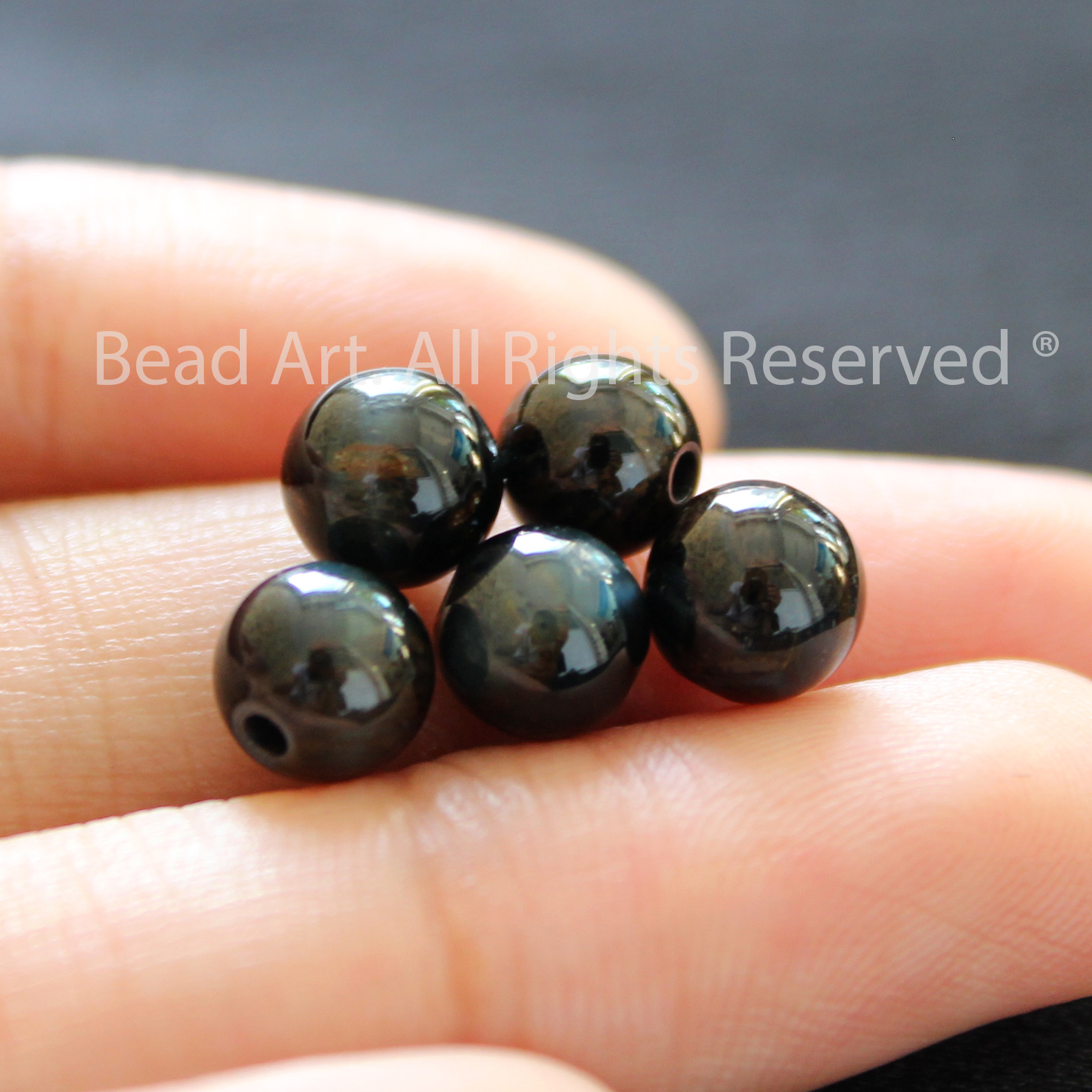 5MM/6MM Đá Mắt Hổ Chim Ưng Màu Xanh Đen Tự Nhiên Loại A, Mộc, Đá Phong Thuỷ, Phối Vòng Tay, Chuỗi Hạt - Bead Art