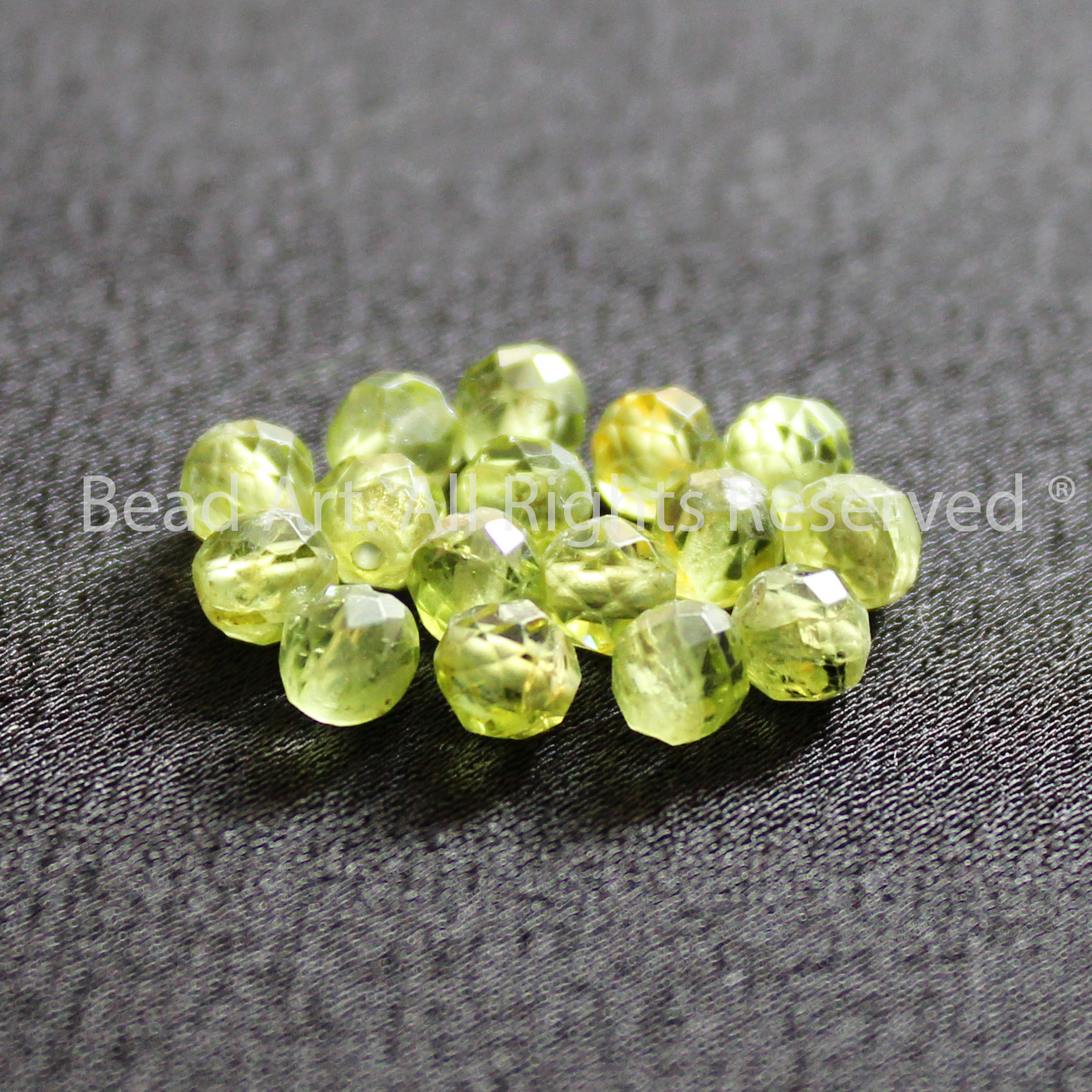 3.5MM Đá Peridot Xanh Lá Tự Nhiên Giác Cắt, Mộc, Hoả, Đá Phối Vòng Tay Phong Thuỷ, Chuỗi Hạt - Bead Art