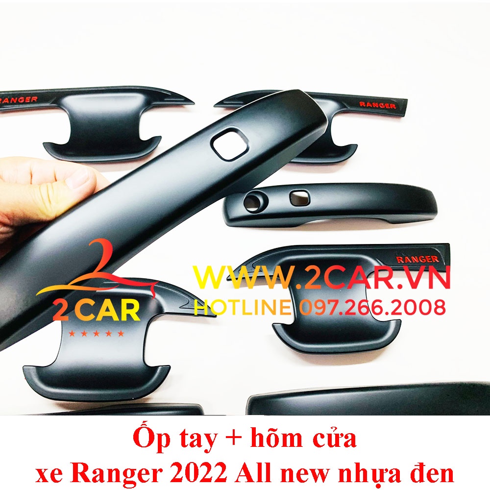 Ốp tay nắm, Hõm Cửa Xe Ford Ranger 2022 2023 nhựa đen cao cấp