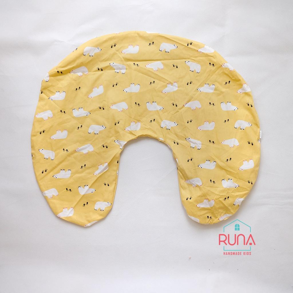 Vỏ gối hỗ trợ cho bé bú Runa Kids chất liệu cotton Hàn 100% thoáng mát an toàn cho bé (vỏ gối + gối chống bẹp nhỏ)