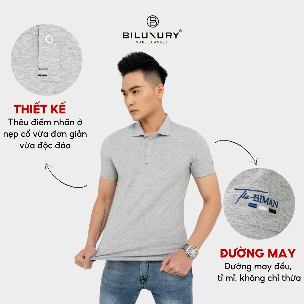 Áo polo nam cổ bẻ Chính Hãng Biman by Biluxury Chất Vải Cao Cấp, Co Giãn 4 chiều chuẩn form bodyfit lịch lãm sang trọng 5APCB001GHS