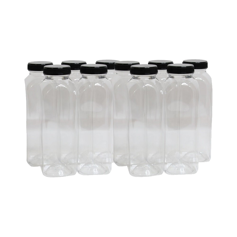 Combo 20 chai nhựa PET Chấn Thuận Thành đựng trà sữa, nước ép 330ml - chai vuông kèm nắp (PET3820T-V-20)