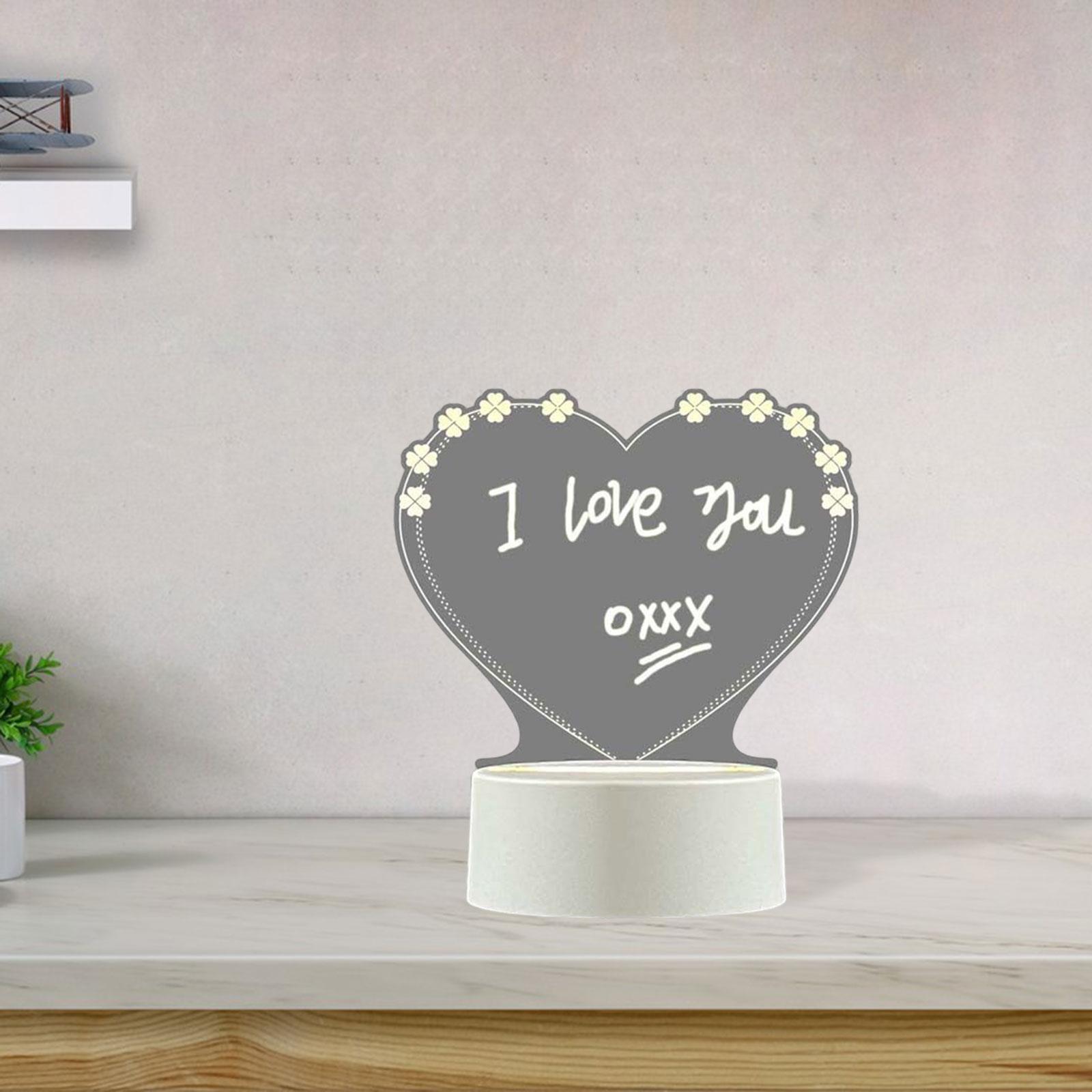 USB Message Boards Sign 3 Color LED Lamp Creative with Pen Note Memo Acrylic Whiteboard Bar Cafe Office Home Writing Note Board for Gift