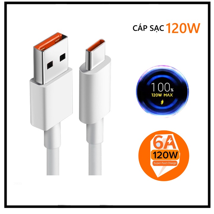Cáp Sạc USB Type C siêu nhanh công nghệ VOOC 67W-120W dùng cho điện thoại Xiaomi,OPPO,VIVO,HUAWEI- hàng chính hãng