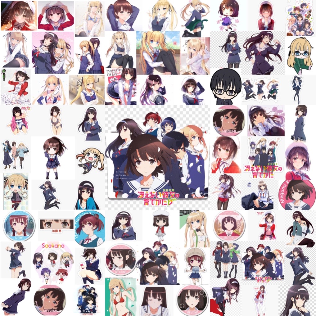 Sticker Saenai Heroine no Sodatekata 30-60 ảnh ép lụa khác nhau / hình dán Saenai Heroine no Sodatekata