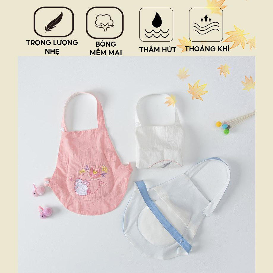 Yếm Choàng Cổ Ăn Dặm Cho Bé Bằng Sợi Bông Organic Được Thêu Hoạ Tiết Tinh Tế Chuẩn Hàng Cao Cấp
