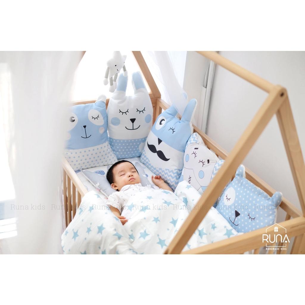 Quây cũi vải hình con thú cho bé RUNA KIDS -  Chất liệu Cotton cao cấp, giúp hạn chế va đập, bảo vệ an toàn cho bé