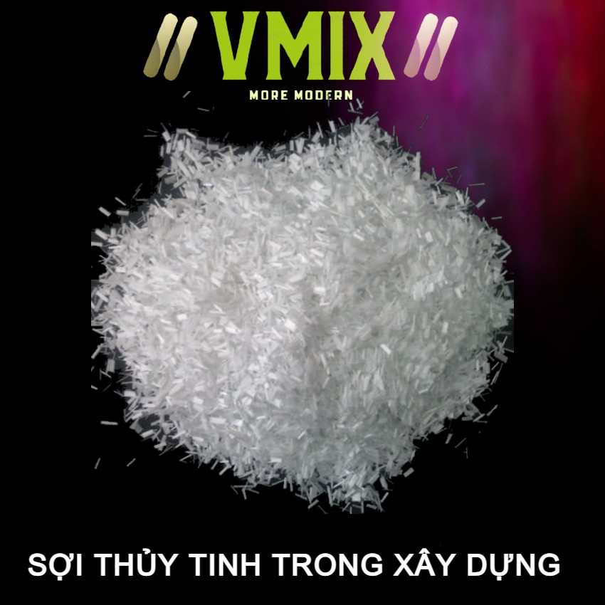 [1kg] Sợi thủy tinh cắt nhỏ ứng dụng trong bê tông cốt sợi thủy tinh,sản xuất composite,phào chỉ composite,chậu composite cốt sợi thủy tinh.Chống Thấm Vmix