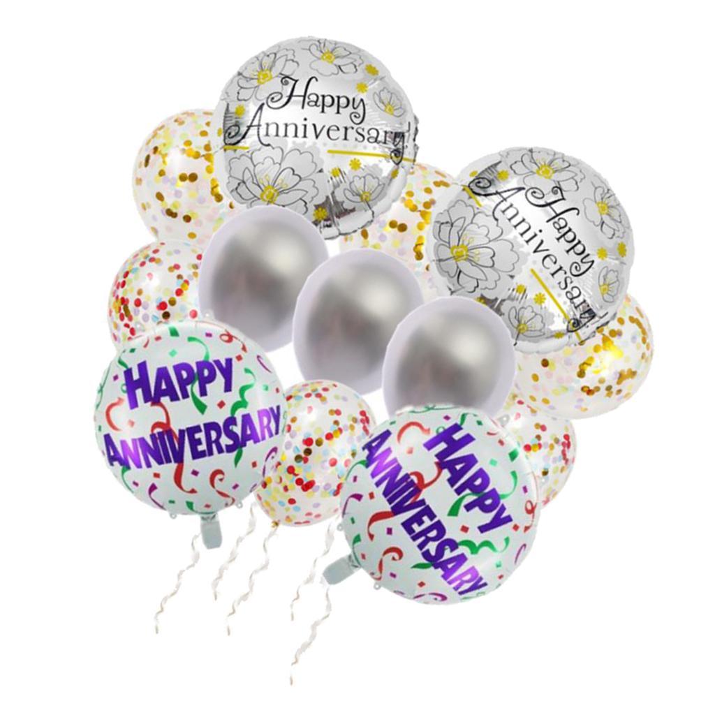 2X 14Pc 12/18inch Aluminum Film Balloon Latex Party Balloons Confetti Balloons