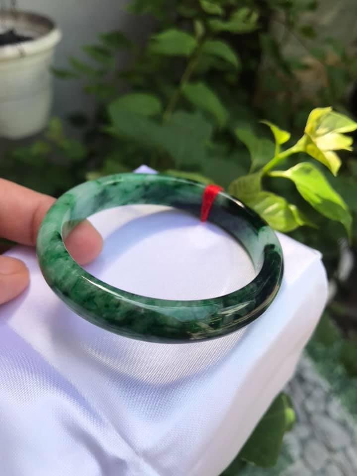 VÒNG ĐÁ CẨM THẠCH HẸ SƠN THỦY LIỀN KHỐI NI 52 100% THIÊN NHIÊN MÀU XANH SƠN THỦY VÂN ĐẬM NHẠT NỮ 50KG - 60KG ĐEO ĐẸP TAY Ạ