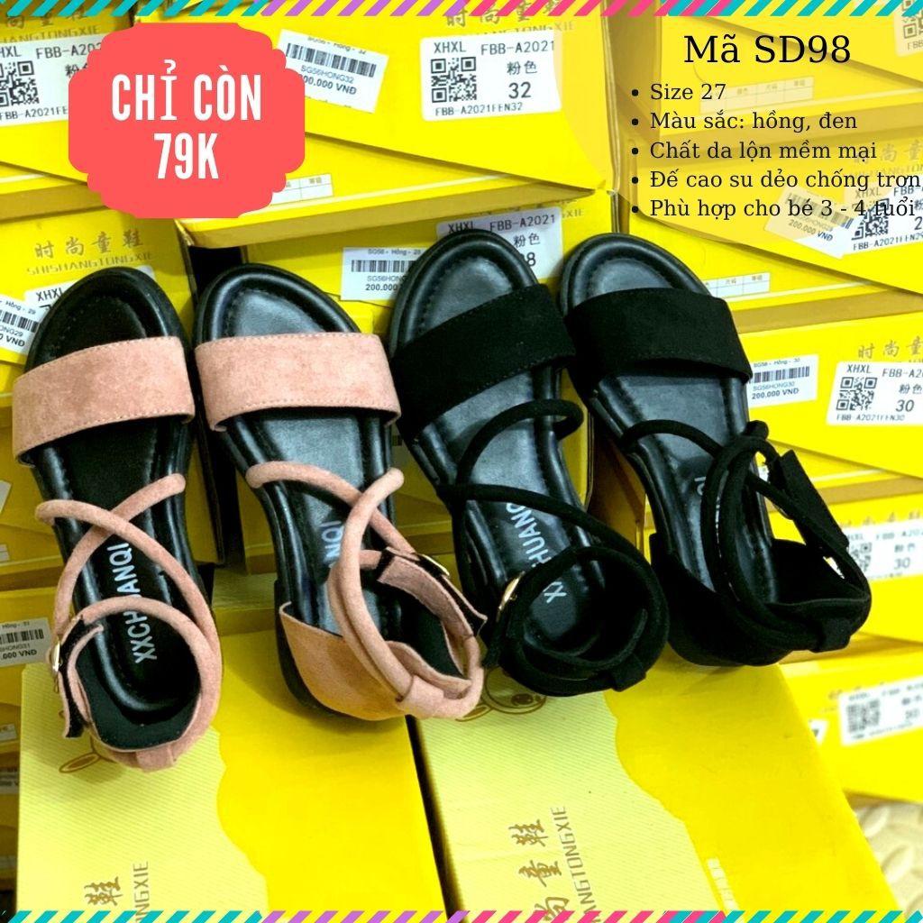 Dép quai hậu bé gái da lộn giá rẻ sandal quai ngang cho bé gái 3 - 4 tuổi thời trang phong cách Hàn Quốc SD98