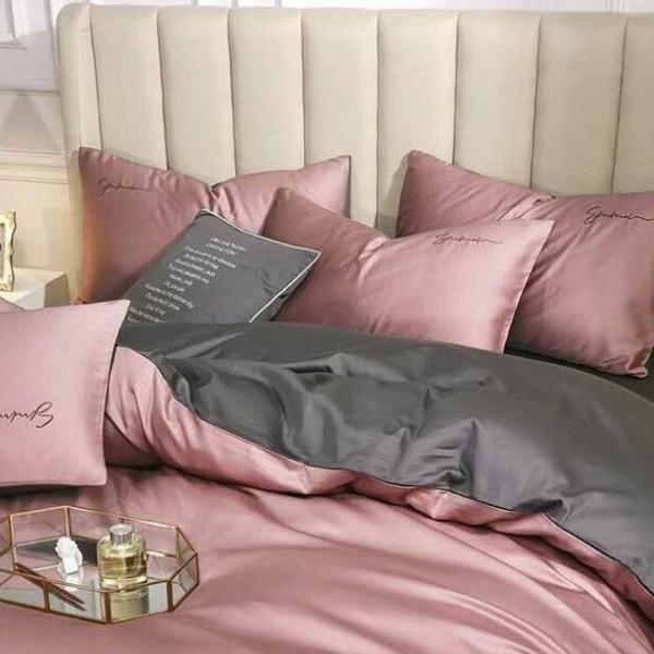 Set 5 Món Vỏ Chăn Ga Gối Tencel 40s LAN PHAM BEDDING - Hồng Đậm