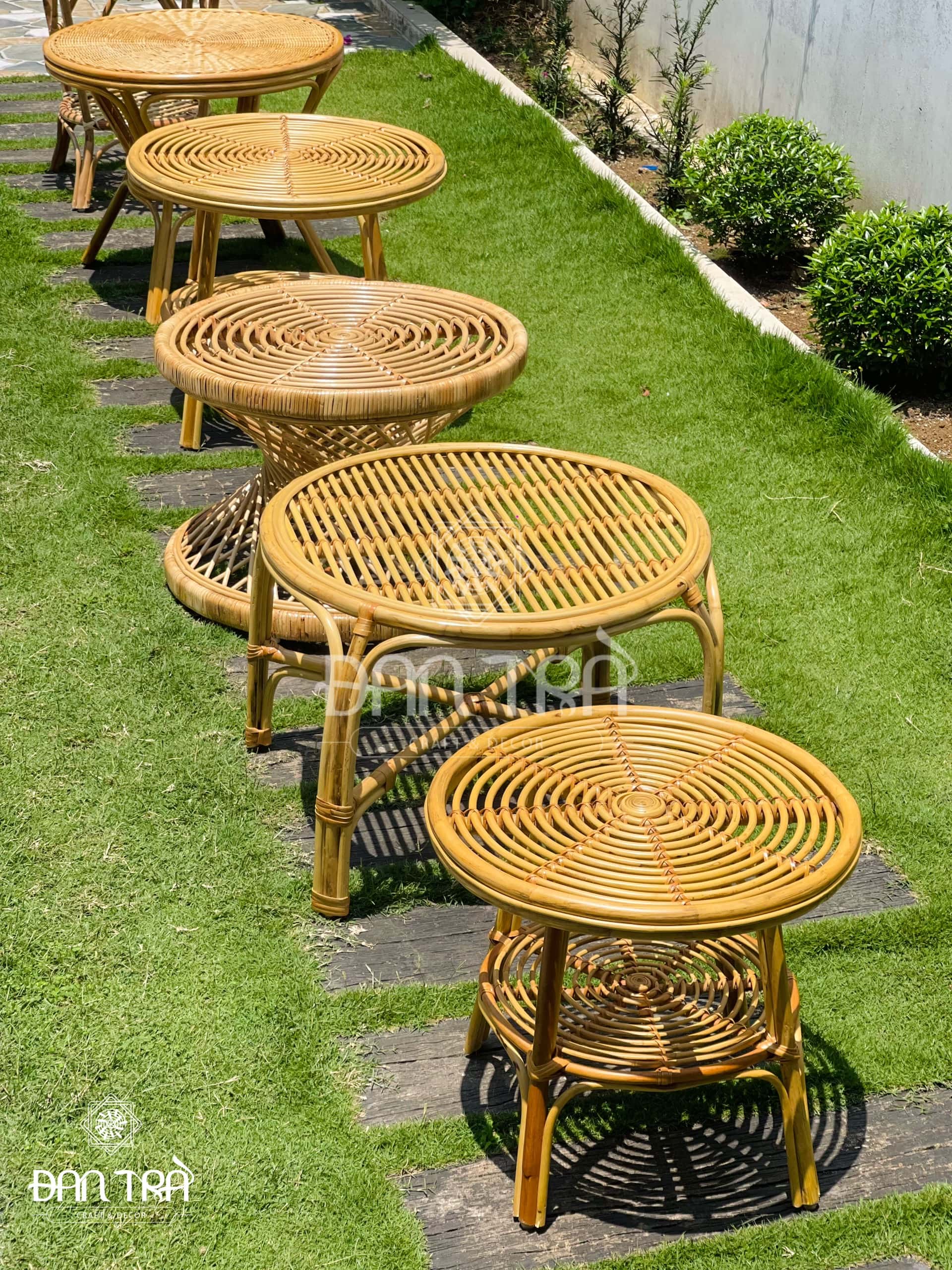 Bàn Mây Tròn Decor Phòng Khách, Quán Cà Phê, Nhà Hàng- Bàn Mây Nhỏ Gọn Ban Công- Bàn Mây Uống Trà, Thư Giãn- Bàn Ghế Mây Tre Đan Trà