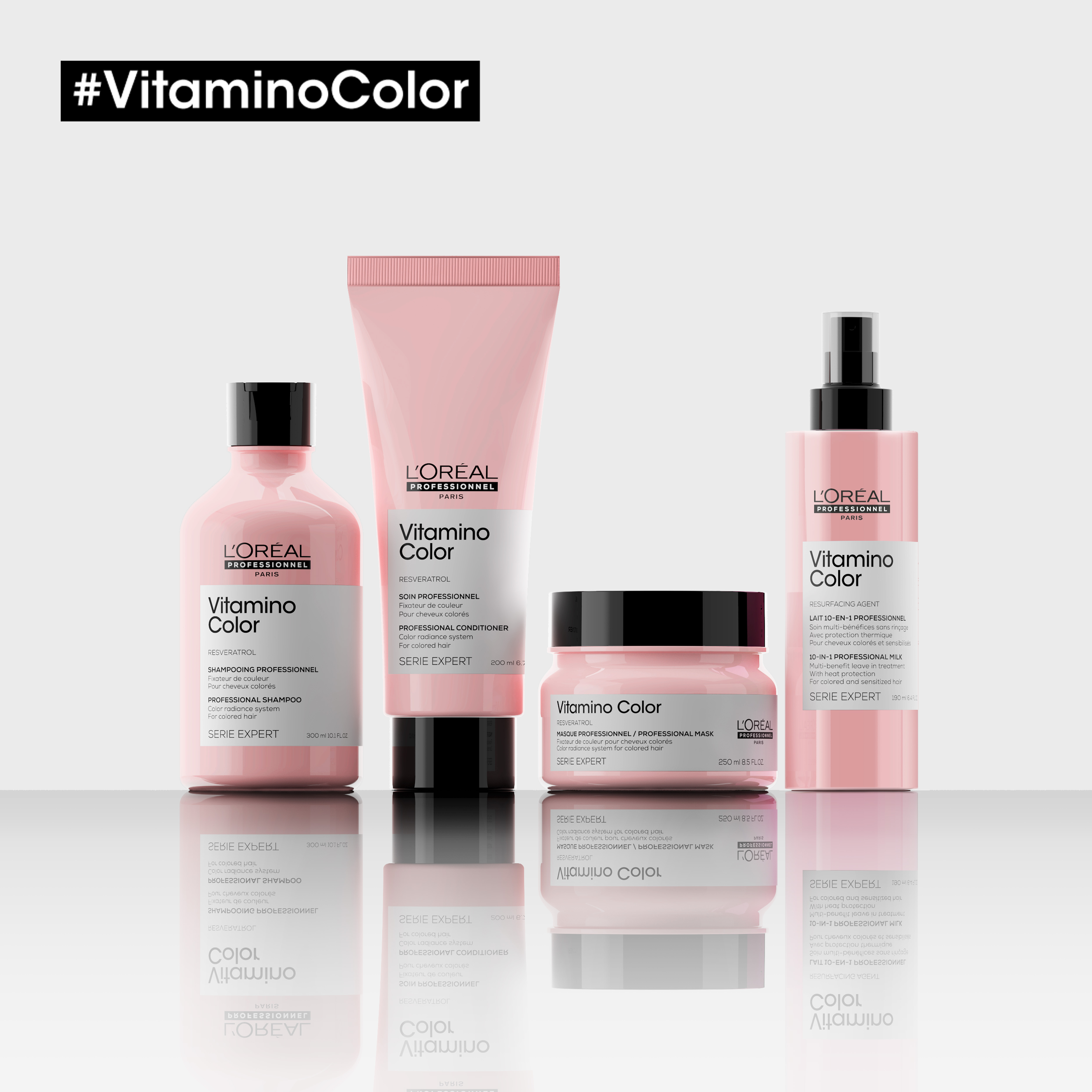 Bộ dầu gội xả chăm sóc tóc nhuộm L'oreal Serie Expert Vitamino color radiance 300ml + 200m
