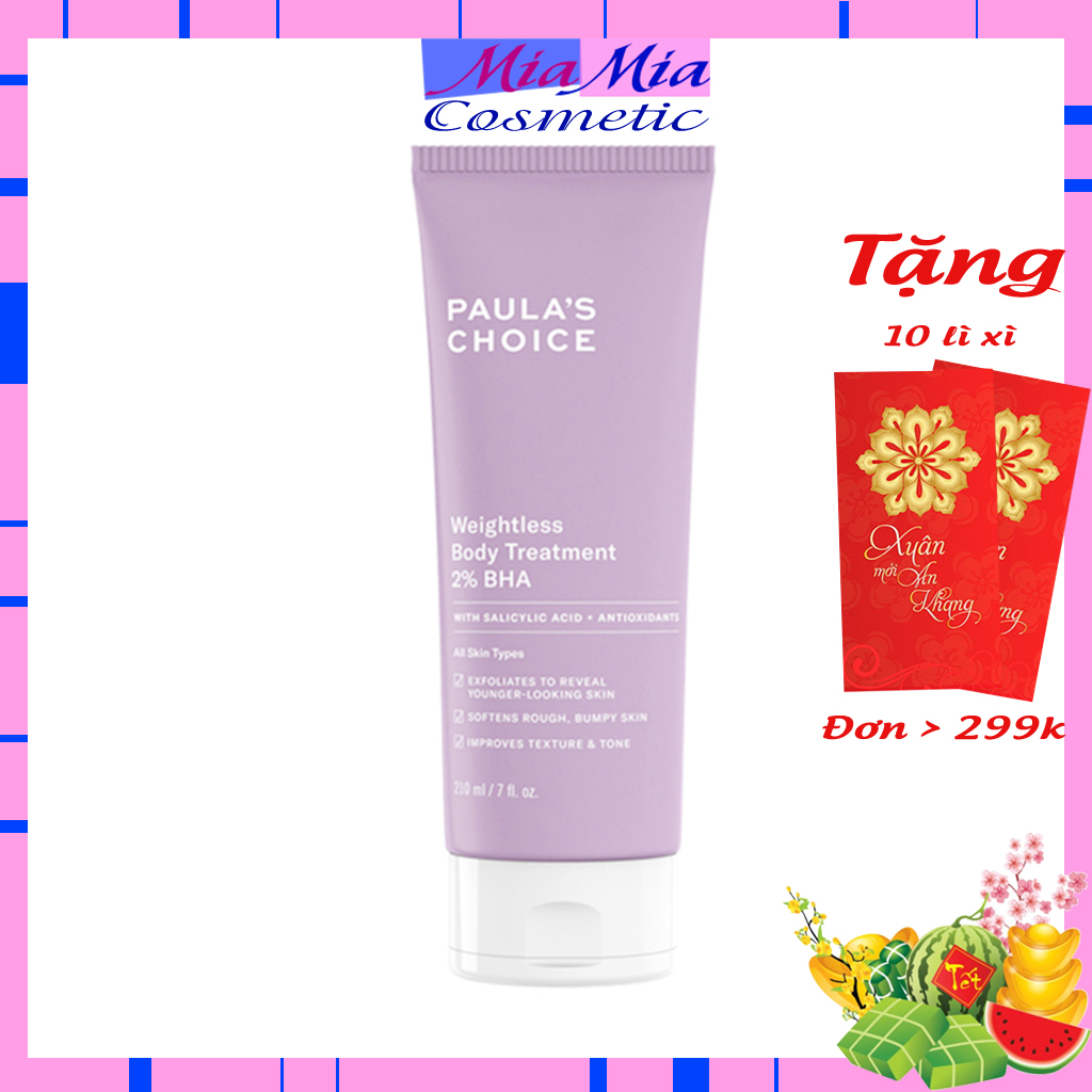 Kem Dưỡng Thể Paula's Choice RESIST WEIGHTLESS BODY TREATMENT WITH 2% BHA 210ml Tẩy Tế Bào Chết Toàn Thân