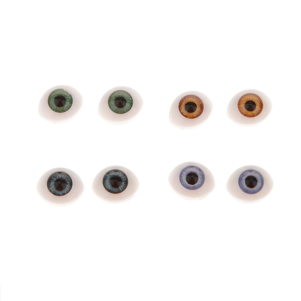 8 Pairs Plastic Oval Flat Back Eyes 5mm 6mm Iris for Mask Bear Dolls DIY