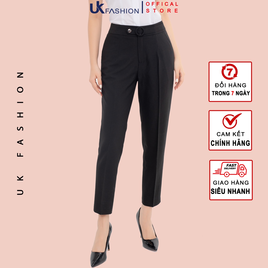 Quần Tây Âu Nữ Công Sở Phong Cách Hàn Quốc Thời Trang UK Fashion Dáng Baggy Cạp Cao Phối Đai Cúc Đẹp, NKFQU2104001