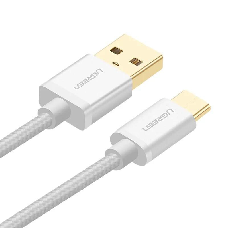 Ugreen UG20815US174TK 3M màu Trắng Dây USB 2.0 sang Type-C đầu nhôm dây bọc vinyl - HÀNG CHÍNH HÃNG